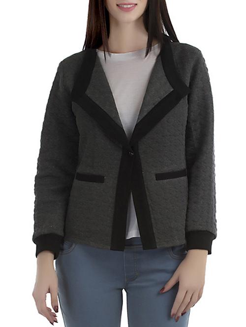 solid grey quilted blazer - 12405993 -  Standard Image - 0