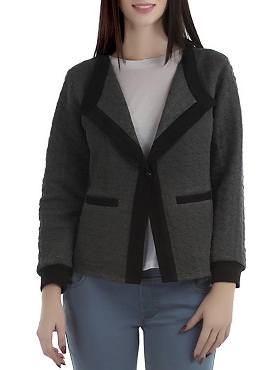 solid grey quilted blazer - 12405993 - Zoom Image - 1