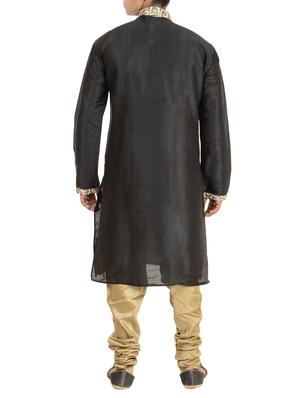 black dupion kurta pyjama set - 12406114 - Standard Image - 2