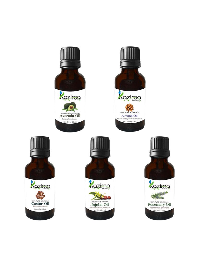 combo set of ( jojoba oil, almond oil, castor oil, avocado oil, rosemary oil) each products 15ml - 12415496 - Zoom Image - 1