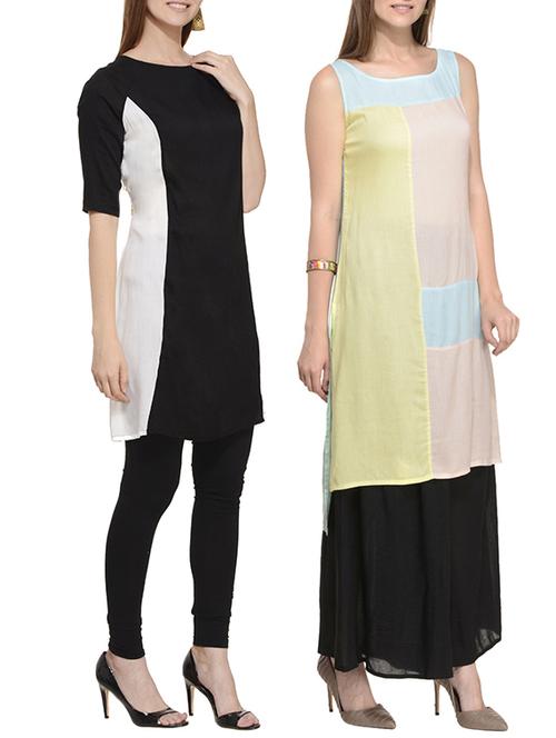 multicolored viscose kurta combo (set of 2) - 12419024 - Very Small Image - 1