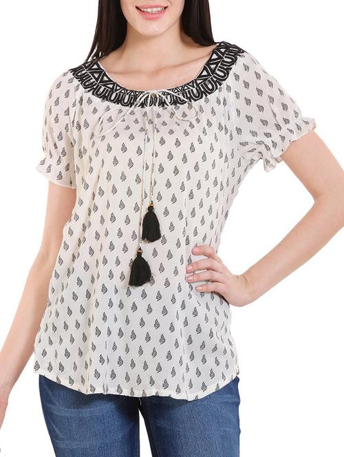 beige viscose top - 12421318 - Standard Image - 1