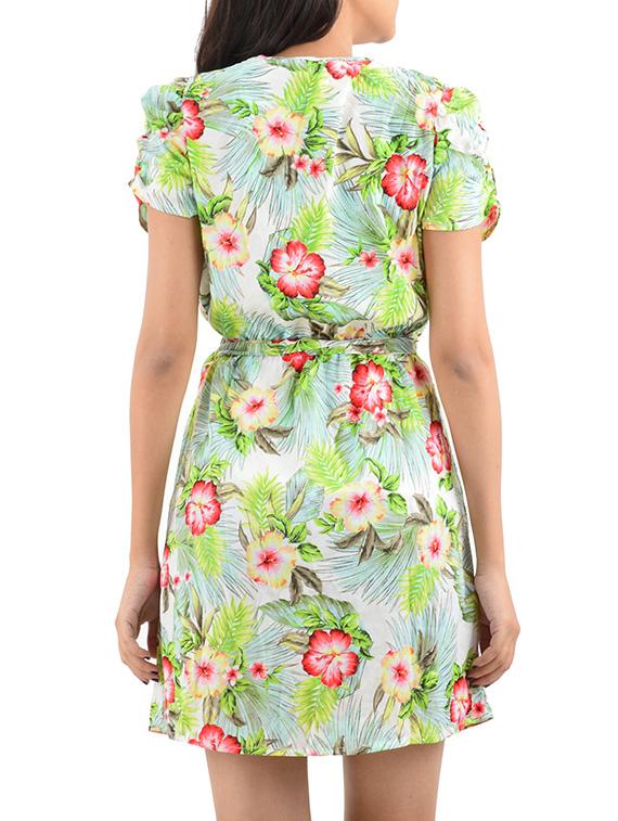 green floral printed dress - 12423397 - Zoom Image - 3