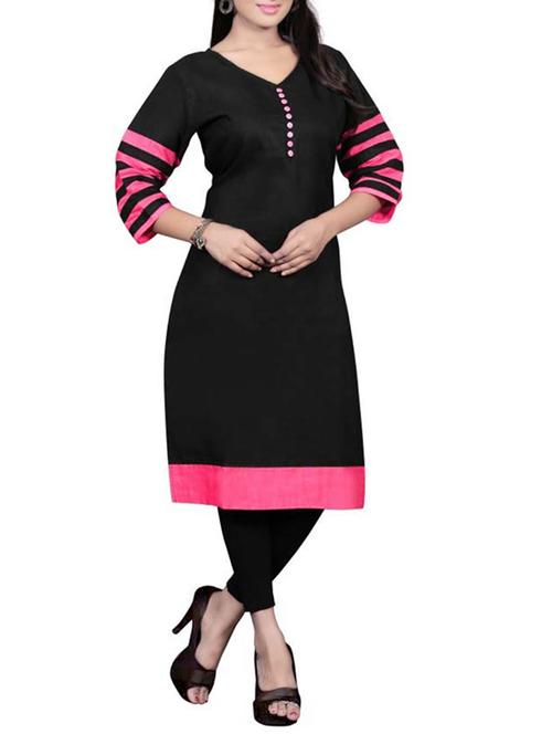 black cotton kurta - 12429687 - Very Small Image - 1