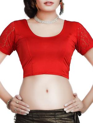 red cotton solid blouse - 12433655 - Standard Image - 2
