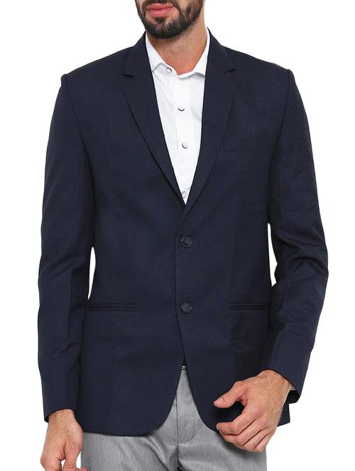navy blue cotton formal blazer - 12434806 - Very Small Image - 1