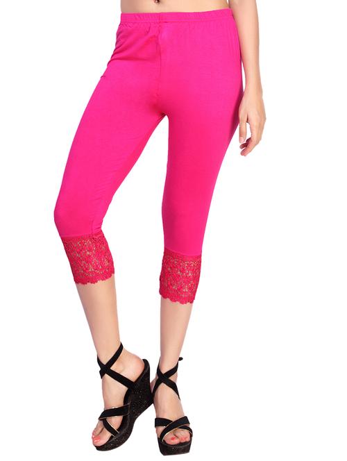 pink cotton capri leggings - 12437105 - Standard Image - 1
