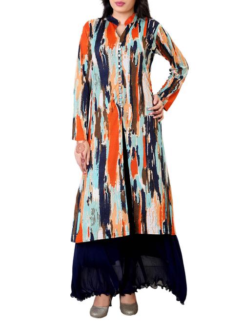 blue printed cotton maxi dress - 12437227 - Very Small Image - 1