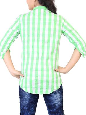green checkered cotton regular shirt - 12441121 - Standard Image - 3