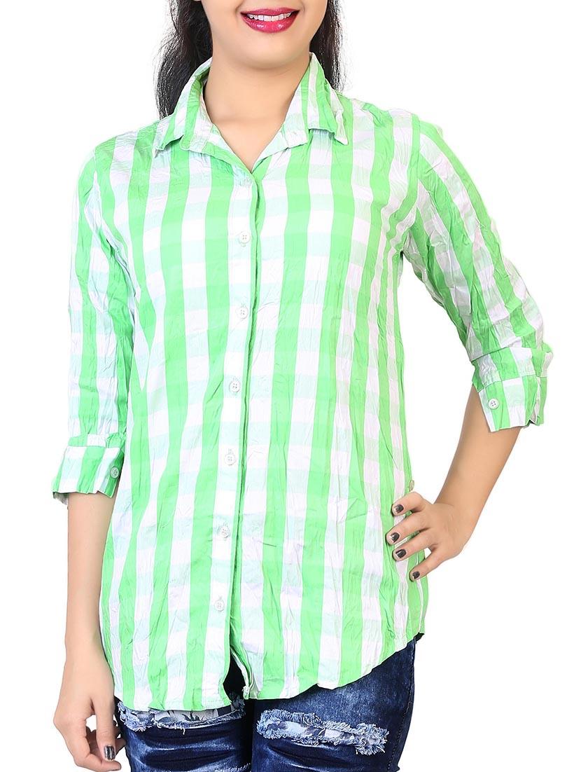 green checkered cotton regular shirt - 12441121 - Zoom Image - 1