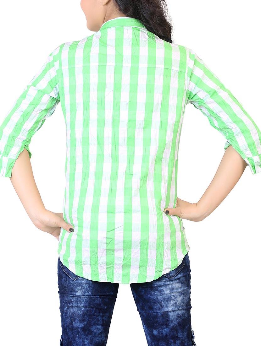 green checkered cotton regular shirt - 12441121 - Zoom Image - 3