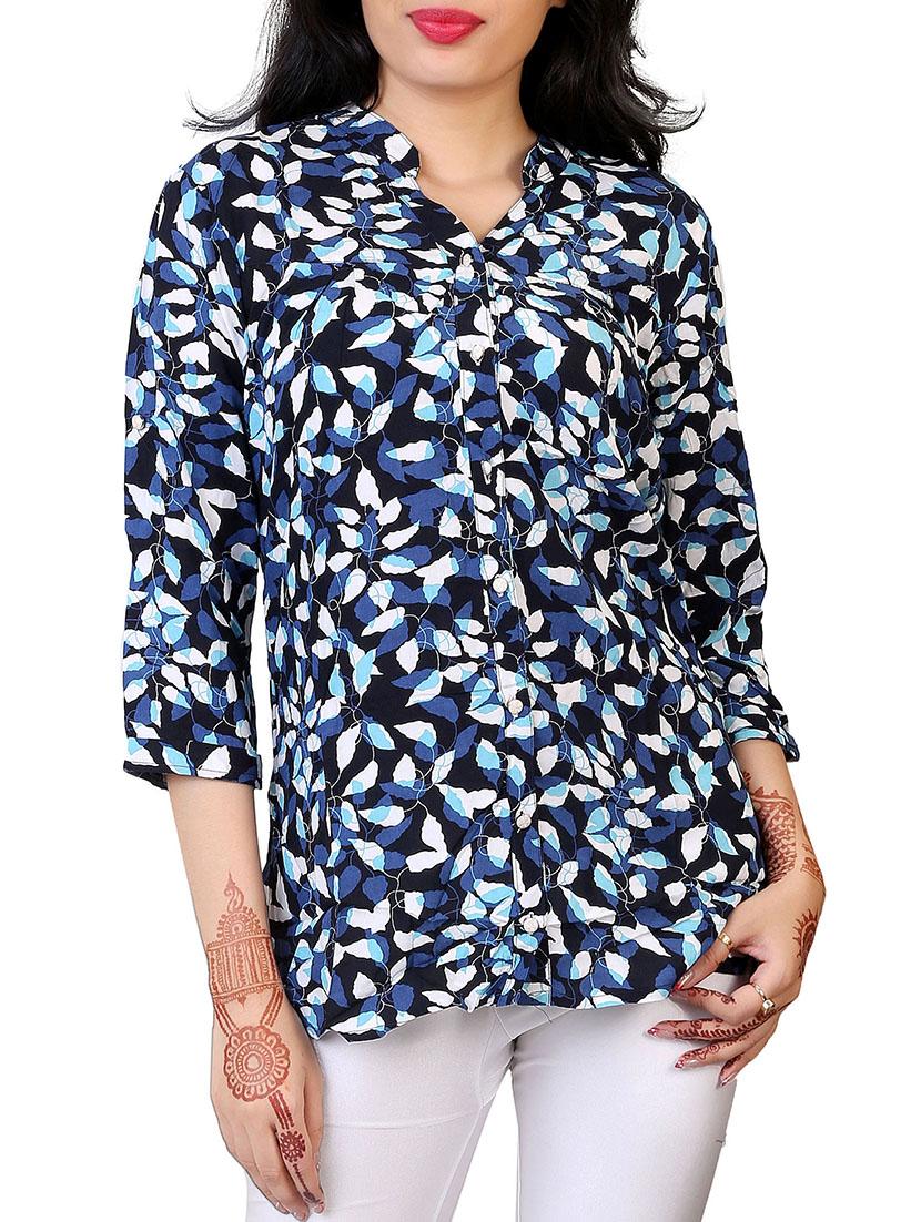 blue printed georgette shirt - 12441683 - Zoom Image - 1