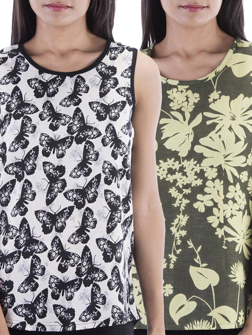 set of 2 round neck printed top - 12442173 - Zoom Image - 1
