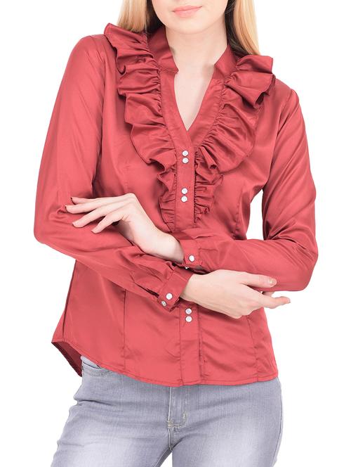 red polyester regular shirt - 12444344 - Very Small Image - 1