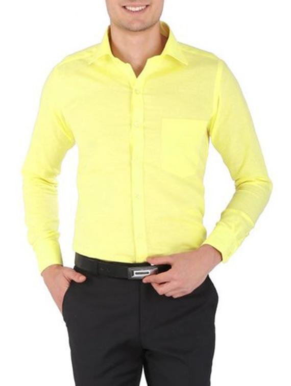 yellow cotton formal shirt - 12444705 - Zoom Image - 1