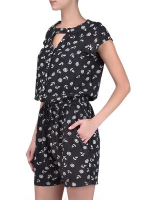 black printed cap sleeved rayon jumpsuit - 1244728 - Standard Image - 2