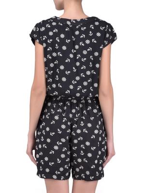 black printed cap sleeved rayon jumpsuit - 1244728 - Standard Image - 3