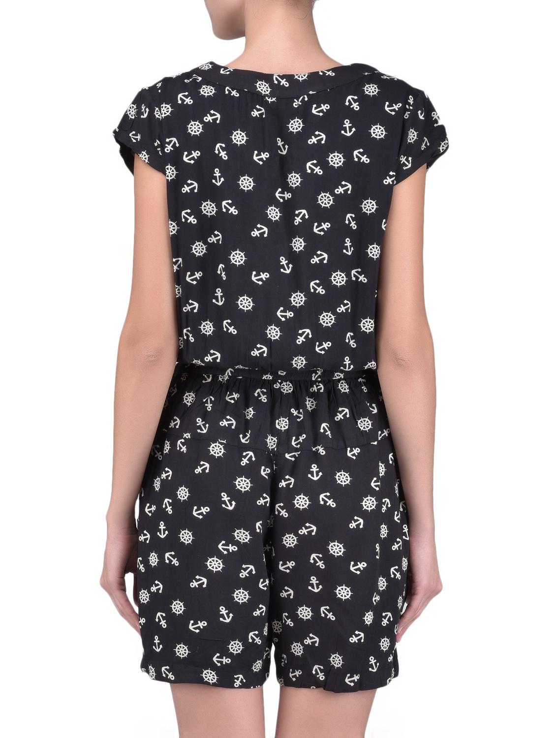 black printed cap sleeved rayon jumpsuit - 1244728 - Zoom Image - 3