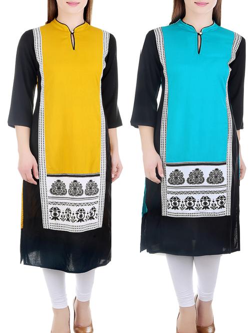 multicolored rayon kurta combo (set of 2) - 12447921 - Standard Image - 1