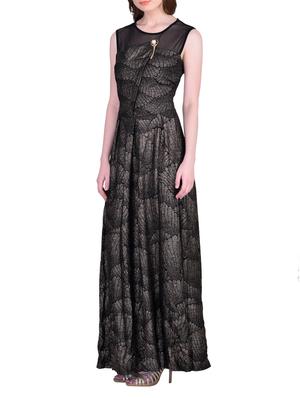 black printed spandex gown dress - 12449024 - Standard Image - 2