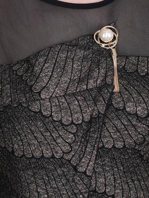 black printed spandex gown dress - 12449024 - Standard Image - 4