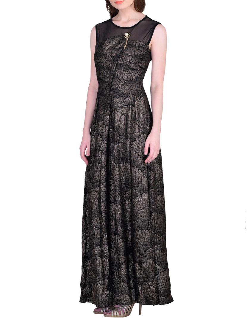 black printed spandex gown dress - 12449024 - Zoom Image - 2
