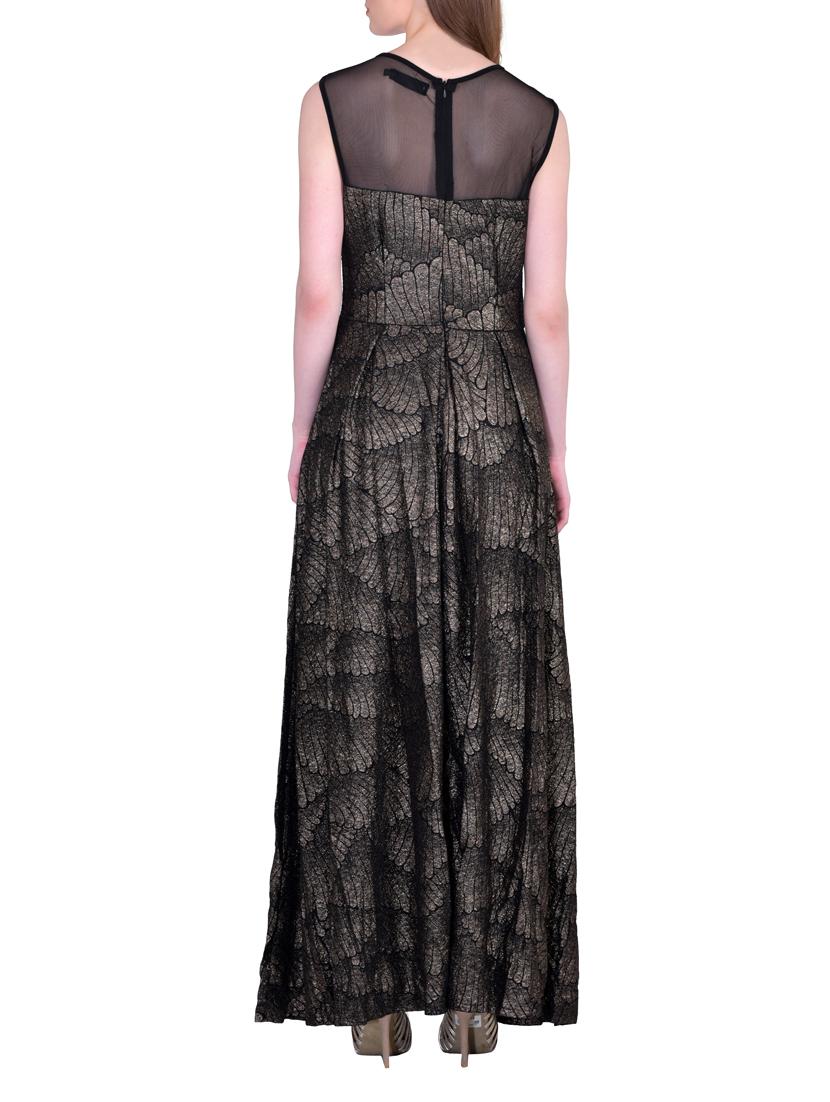 black printed spandex gown dress - 12449024 - Zoom Image - 3