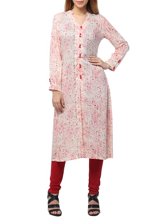 pink cotton straight kurta - 12455946 - Zoom Image - 1