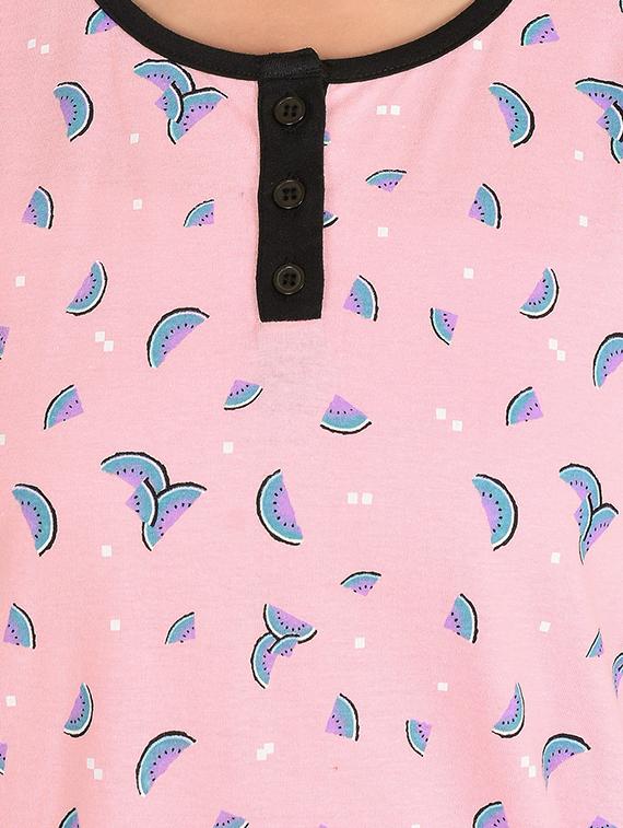 pink printed cotton pyjama set - 12457286 - Zoom Image - 4
