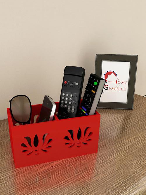 red engineered wood remote cum mobile holder - 1245752 - Standard Image - 1