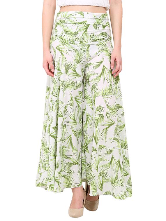 green printed polyester palazzo - 12462076 - Zoom Image - 1