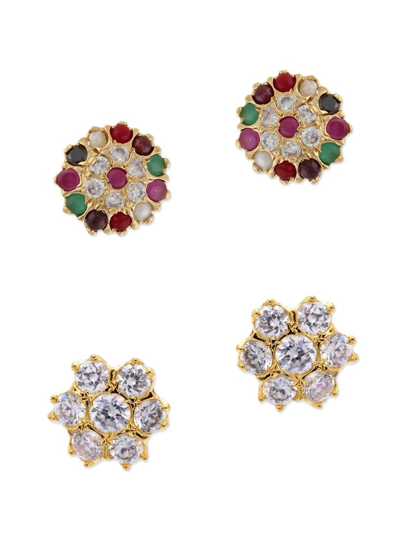 multi colored gold plated studs earring - 12469150 - Zoom Image - 1