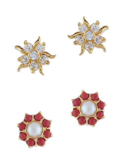 multi colored gold plated studs earring - 12469164 - Standard Image - 1