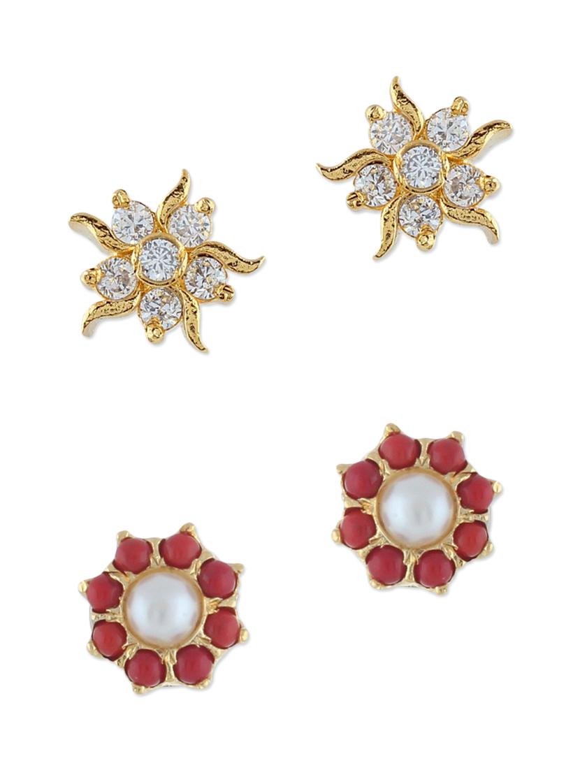 multi colored gold plated studs earring - 12469164 - Zoom Image - 1