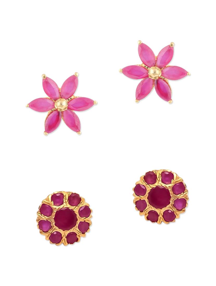 pink gold plated studs earring - 12469214 - Zoom Image - 1