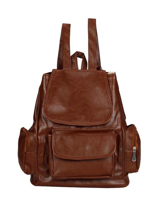 brown synthetic leather backpack - 12470776 - Standard Image - 1