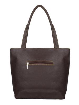 dark brown synthetic leather cutwork handbag - 12470822 - Standard Image - 2