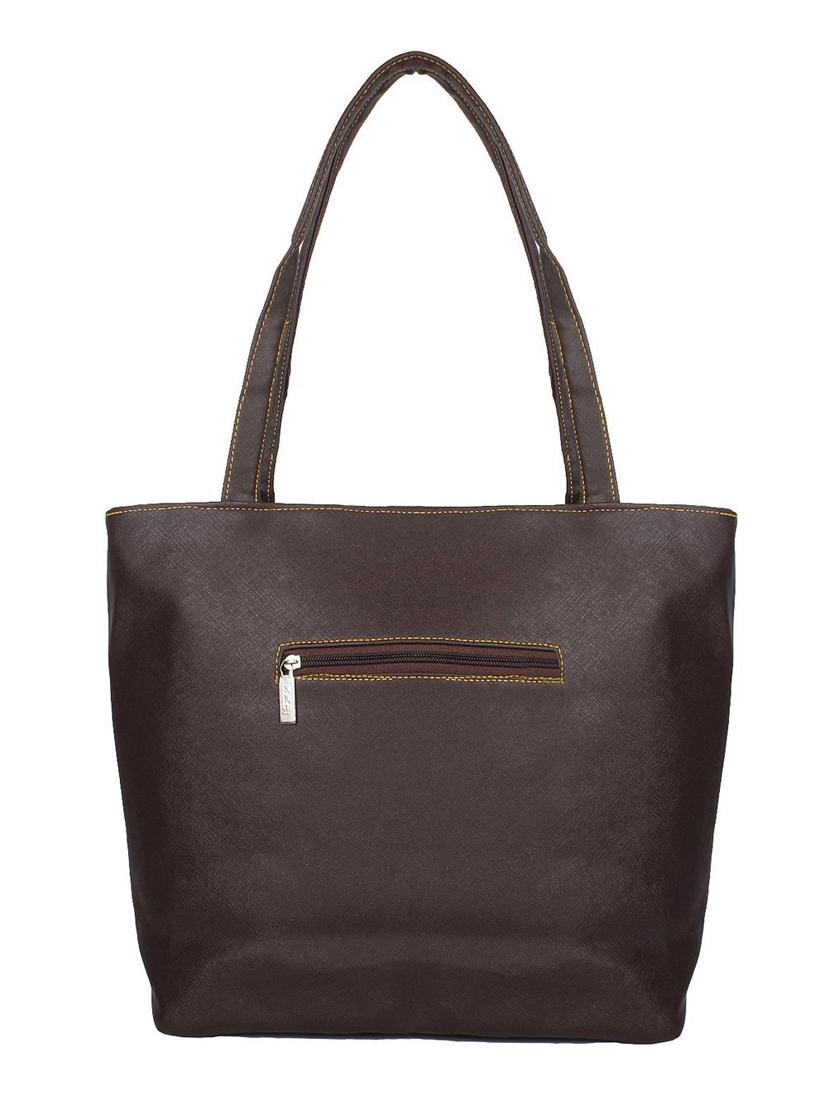 dark brown synthetic leather cutwork handbag - 12470822 - Zoom Image - 2