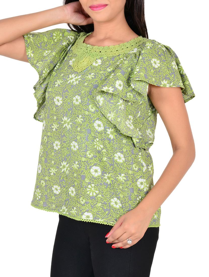 green cotton top - 12472675 - Zoom Image - 2