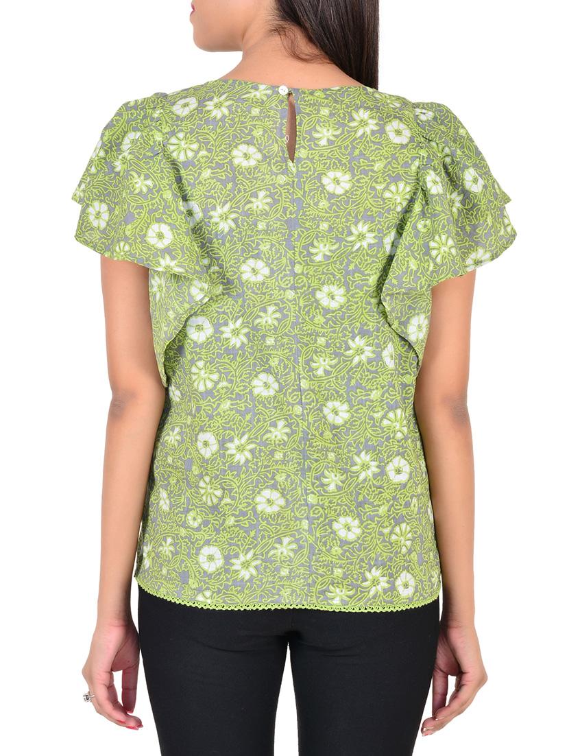 green cotton top - 12472675 - Zoom Image - 3
