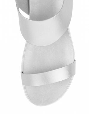 silver leatherette back strap sandals - 12475426 - Standard Image - 3