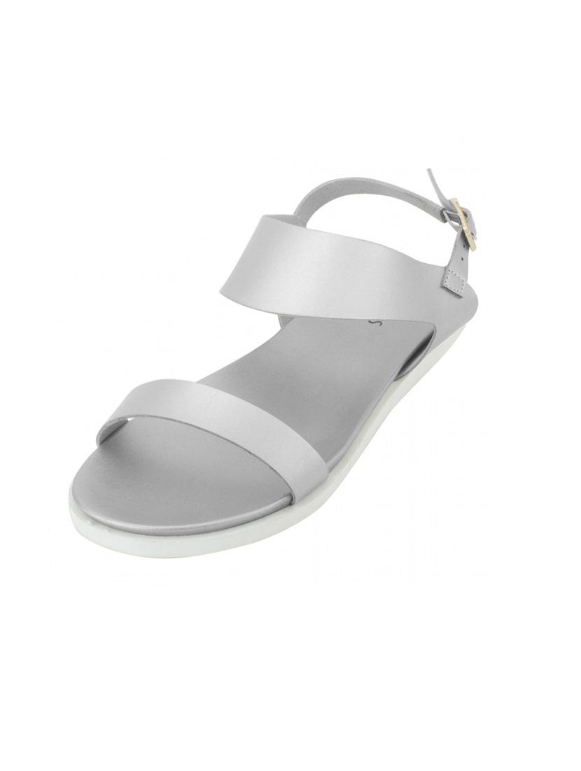 silver leatherette back strap sandals - 12475426 - Zoom Image - 2