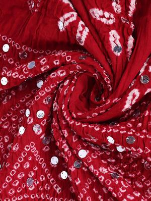 red cotton bandhani dupatta - 12476078 - Standard Image - 3
