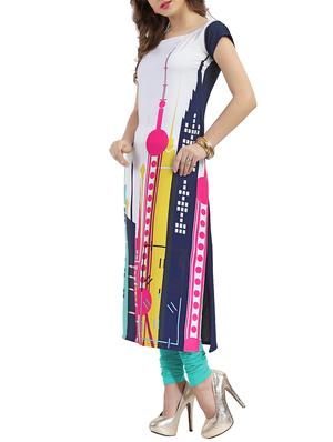white crepe straight kurta - 12478137 - Standard Image - 2