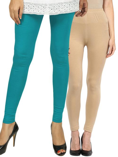 set of 2 multicolored cotton leggings - 12480323 - Standard Image - 1