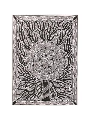 imithila tree of life in madhubani godna style (47x37 cms) - 12481387 - Standard Image - 4