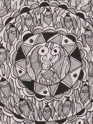 imithila tree of life in madhubani godna style (47x37 cms) - 12481387 - Standard Image - 5