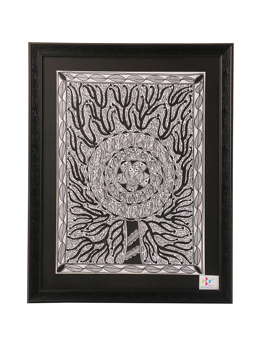 imithila tree of life in madhubani godna style (47x37 cms) - 12481387 - Zoom Image - 2