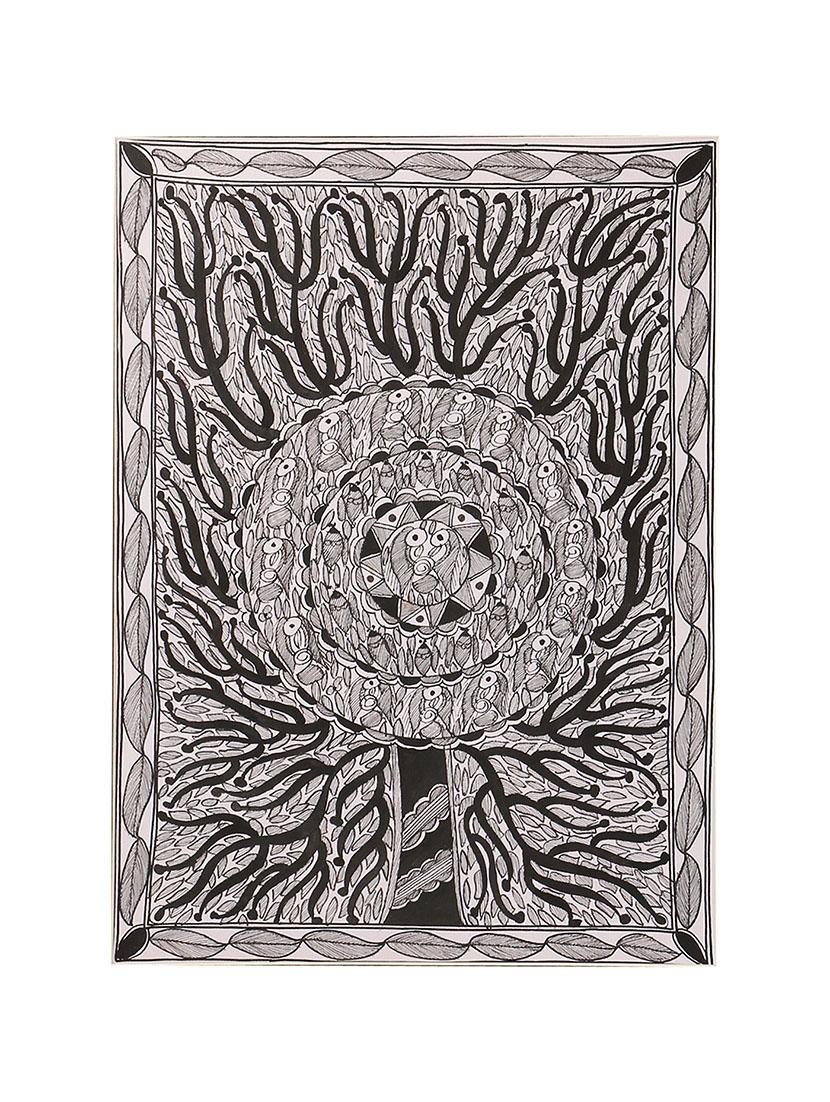 imithila tree of life in madhubani godna style (47x37 cms) - 12481387 - Zoom Image - 4