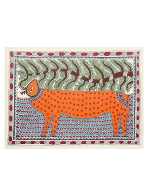 imithila mithila depiction of deer under a tree (38x29 cms) - 12481409 - Standard Image - 2